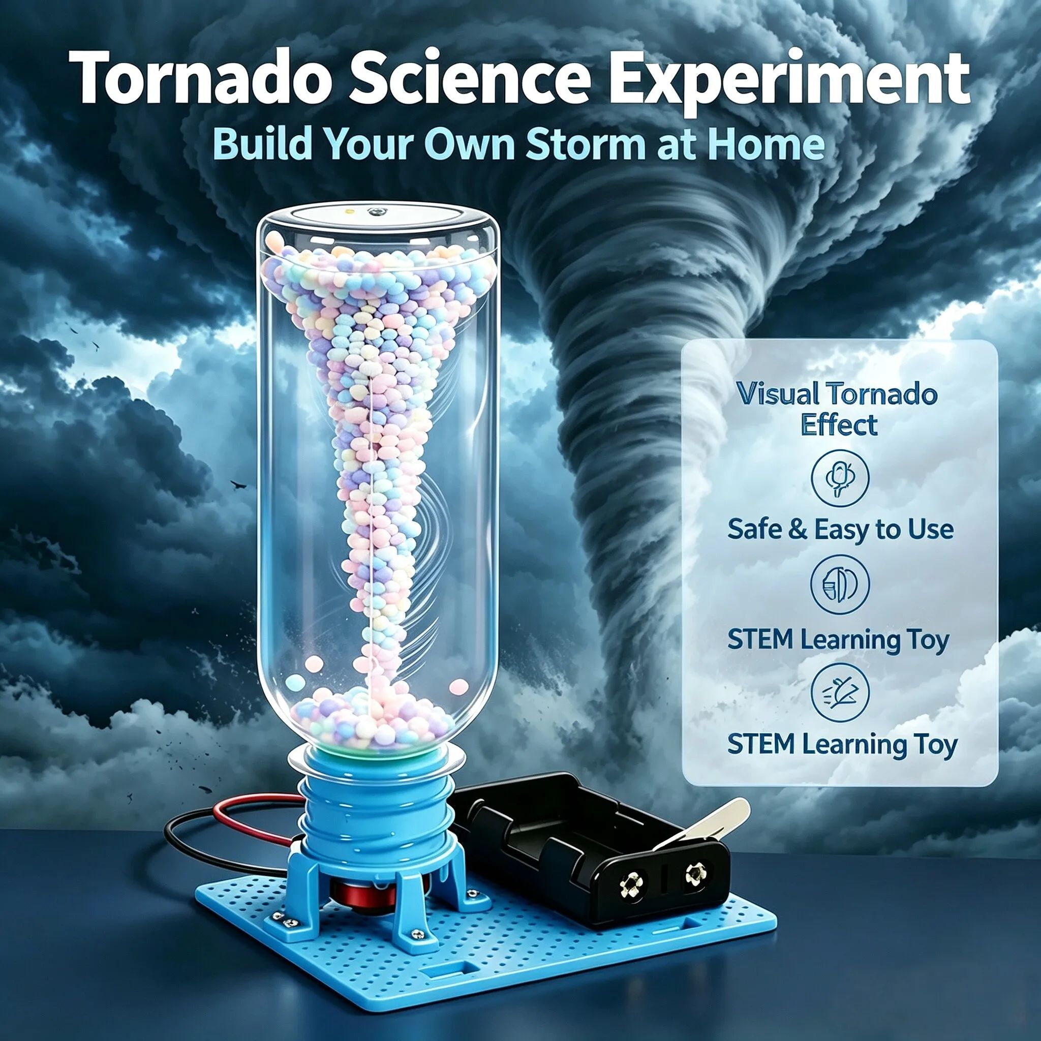 Science Toys Diy - ﻿ 電気式の渦巻きトルネード組み立てパズルおもちゃ、物理科学実験キット、STEM教育用、卓上モデル、大人向けギフト。