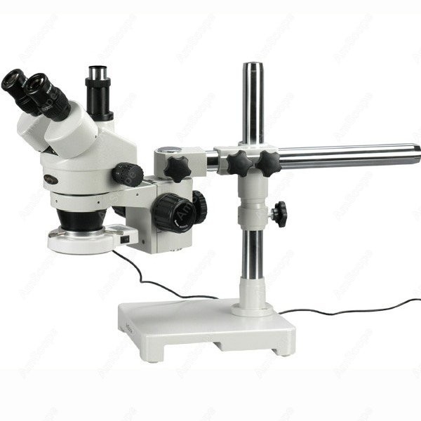 Amscope Microscope Stereo 7X-45X - AmScope SM-3T 三眼ズームLEDステレオ顕微鏡 7X-45X+ ブームスタンドと54個のLEDライト