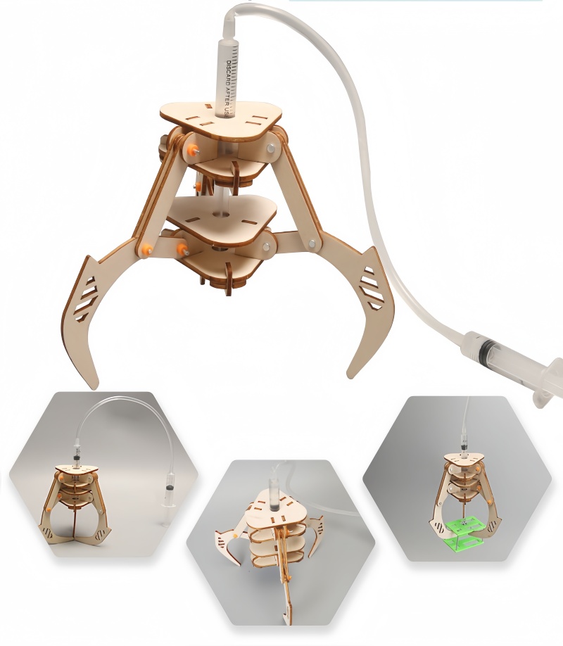 Science Toys Diy - DIY式ステムピストン油圧式メカニカルグリッパーモデルおもちゃ、子供向け科学実験おもちゃセット、子供向け物理教育パズル、ギフト。