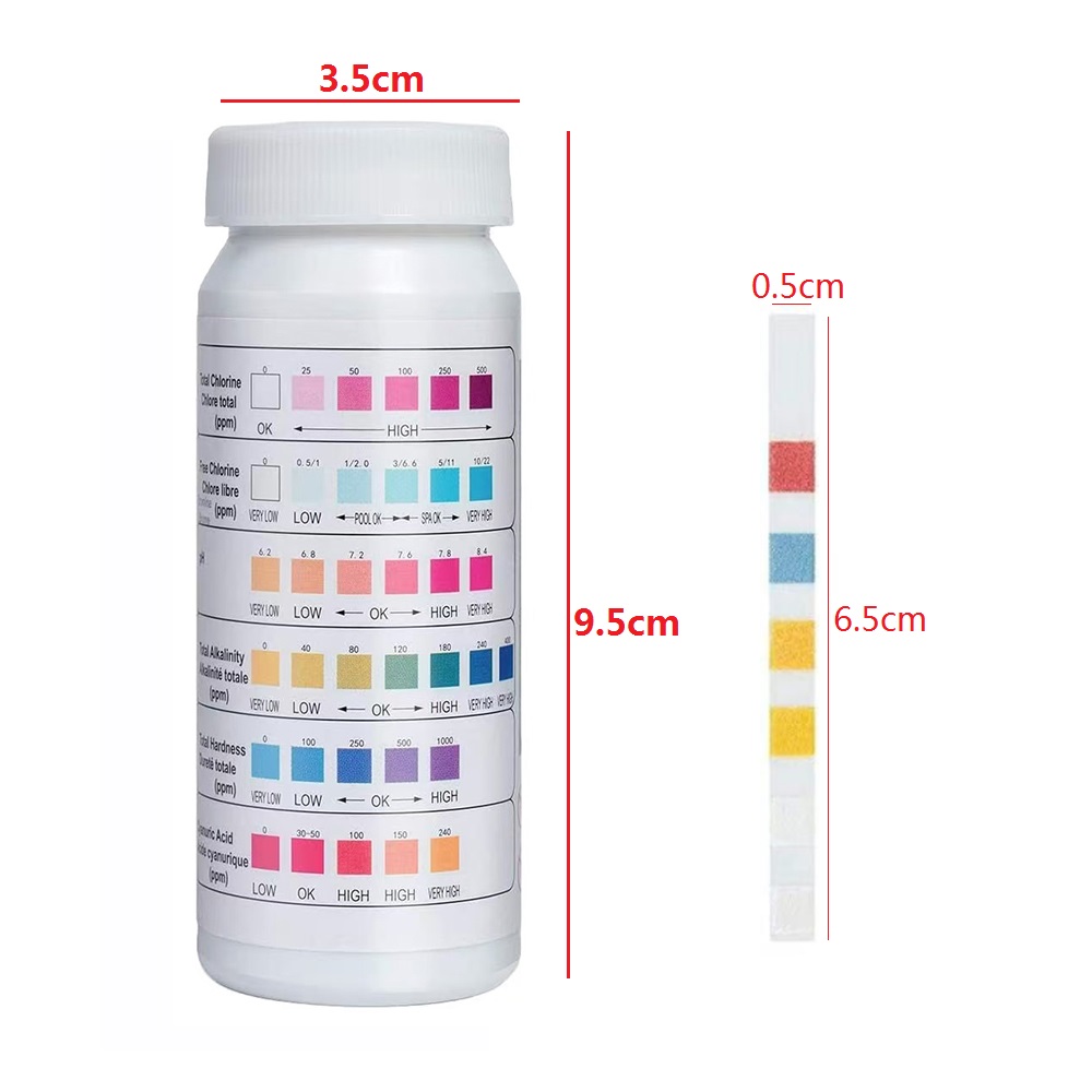 50 ピース/ボトル多目的 6 in 1 塩素 PH テスト - Ph Strip Test のレビューと価格