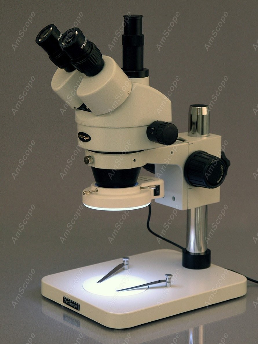 AmScope 三眼ズームステレオ顕微鏡 7X-45X +  - Amscope Microscope Stereo 7X-45X のレビューと価格